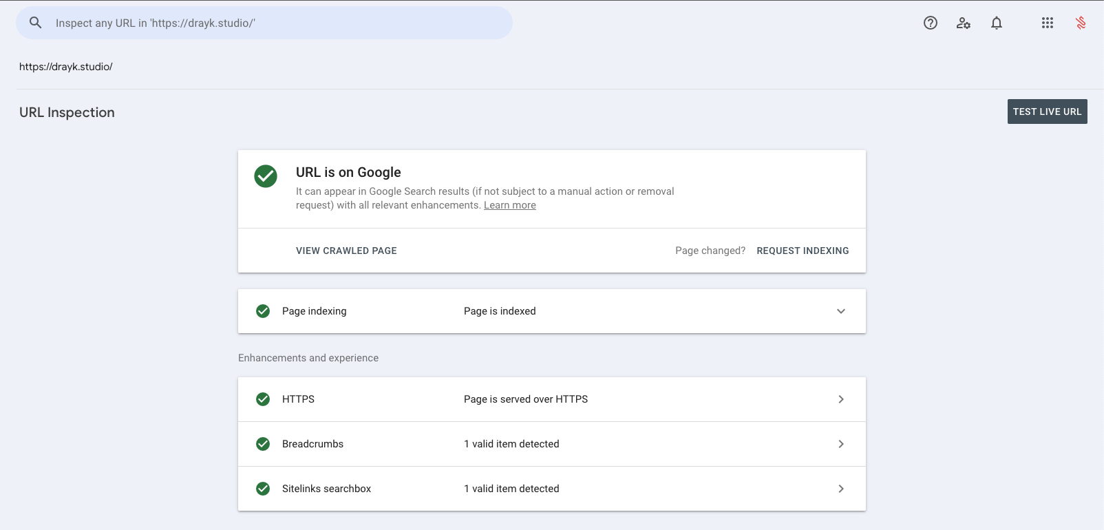 Search Console Inspection Tool